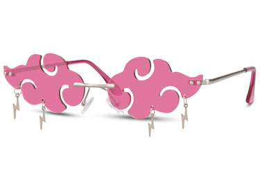 Heart-shaped sunglasses with pink lenses